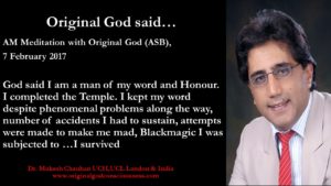 God says I kept my word, I am a man of honour, I completed the Temple